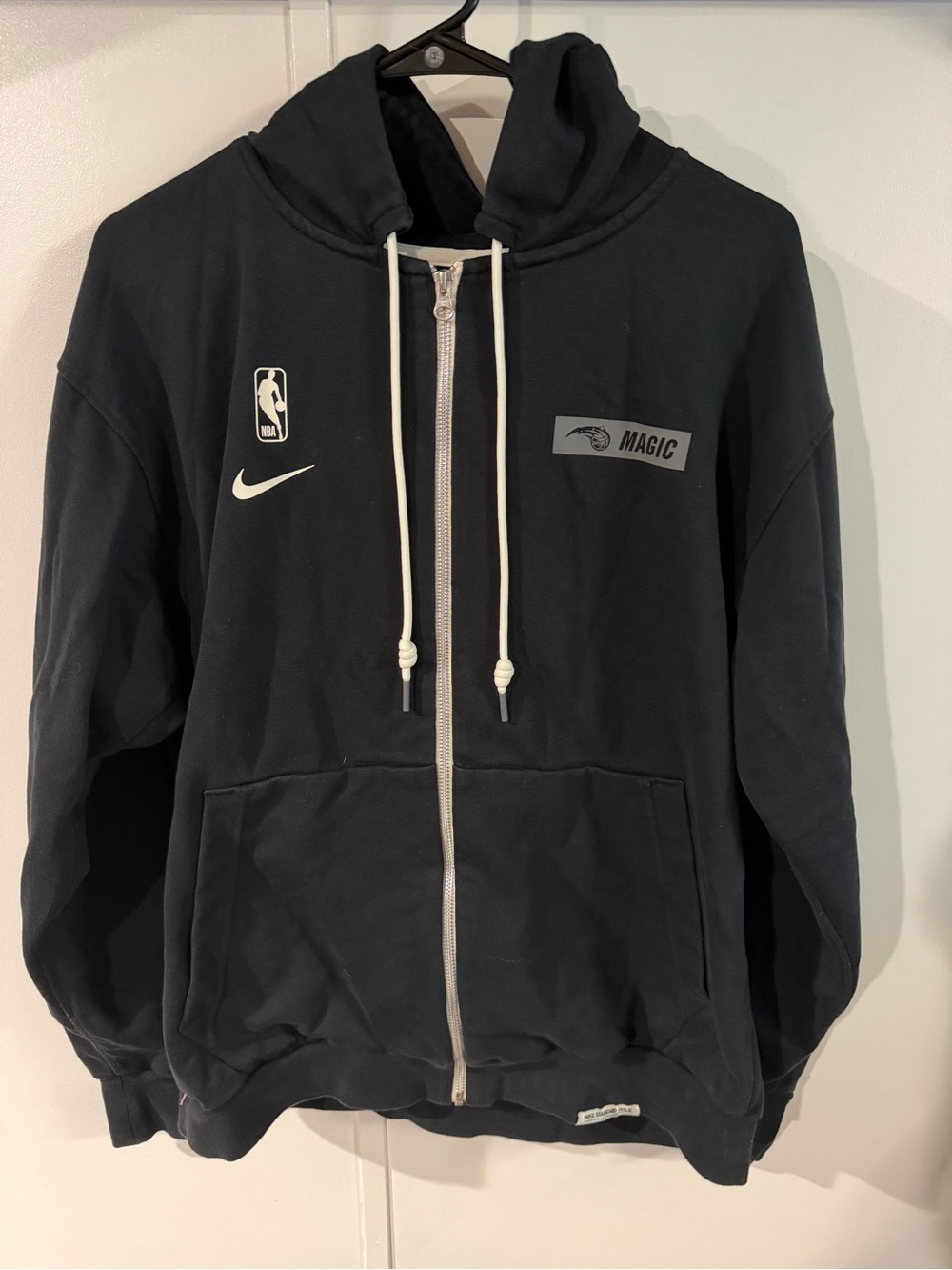 NBA Nike Black Orlando Magic Full-Zip Hoodie with White Drawstrings